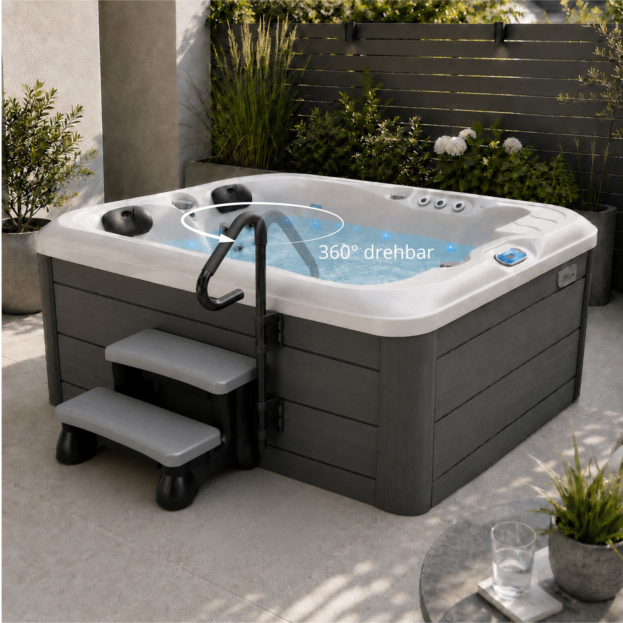 Montage des Eclipse Spa Handlaufs mit Sicherungsstift