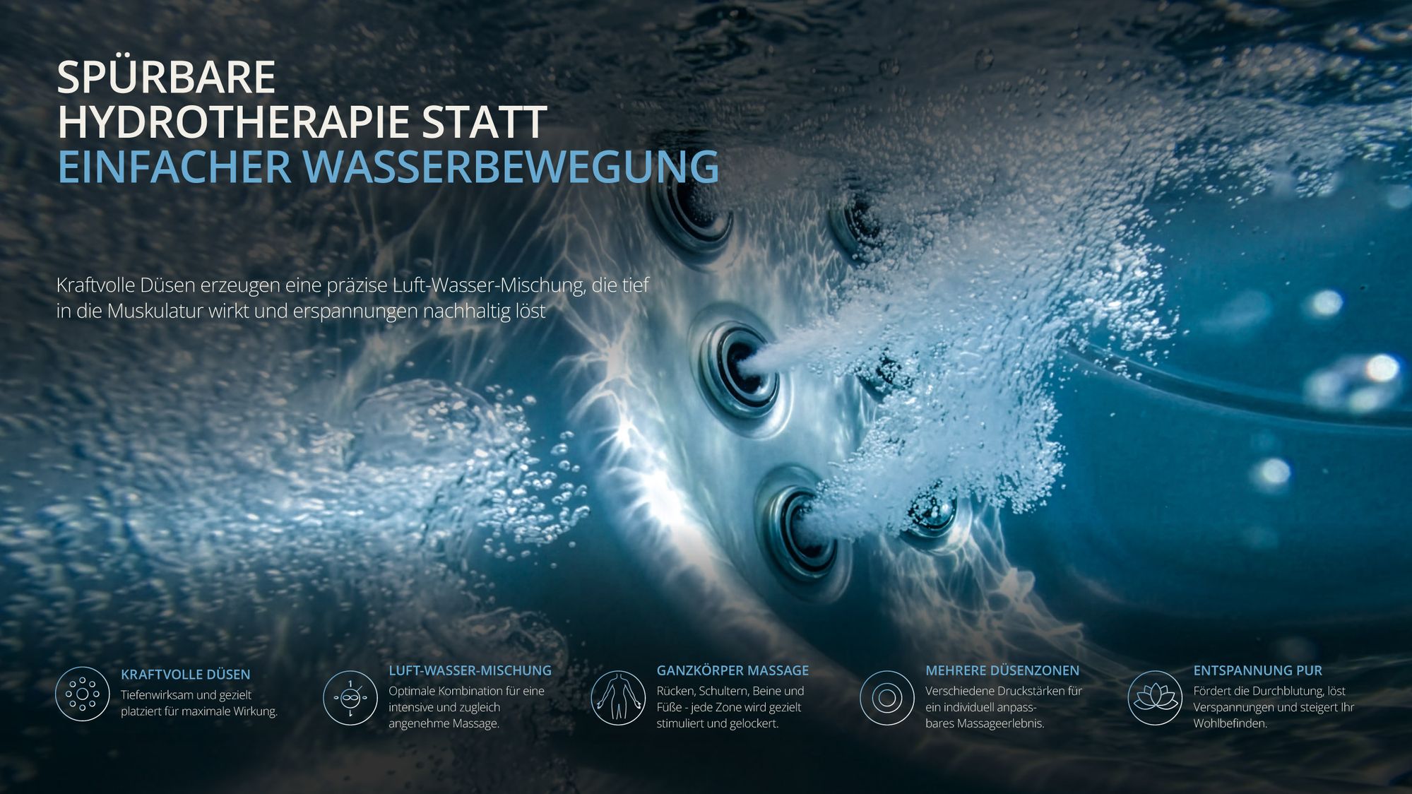 Eclipse Spa CALMA Unterwasser Hydrotherapie mit spürbarer Wasserbewegung