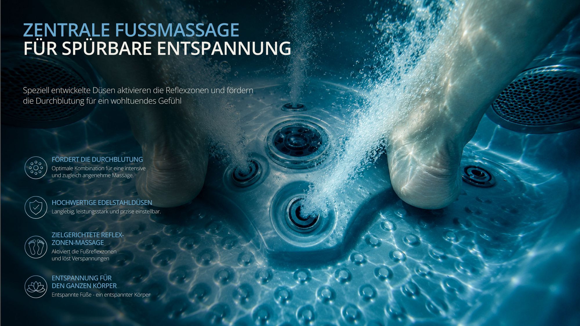 Eclipse Spa CALMA zentrale Fußmassage im Whirlpool