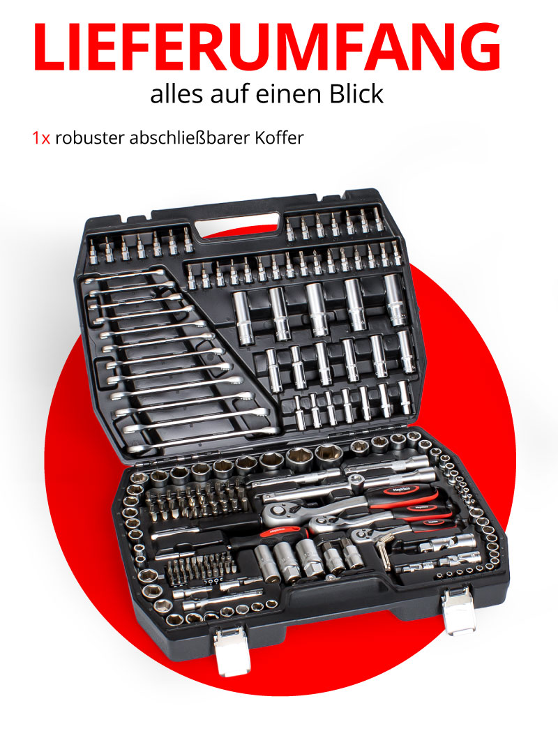 Ratschenkoffer Steckschlüssel Satz Premium XXL 216-teilig