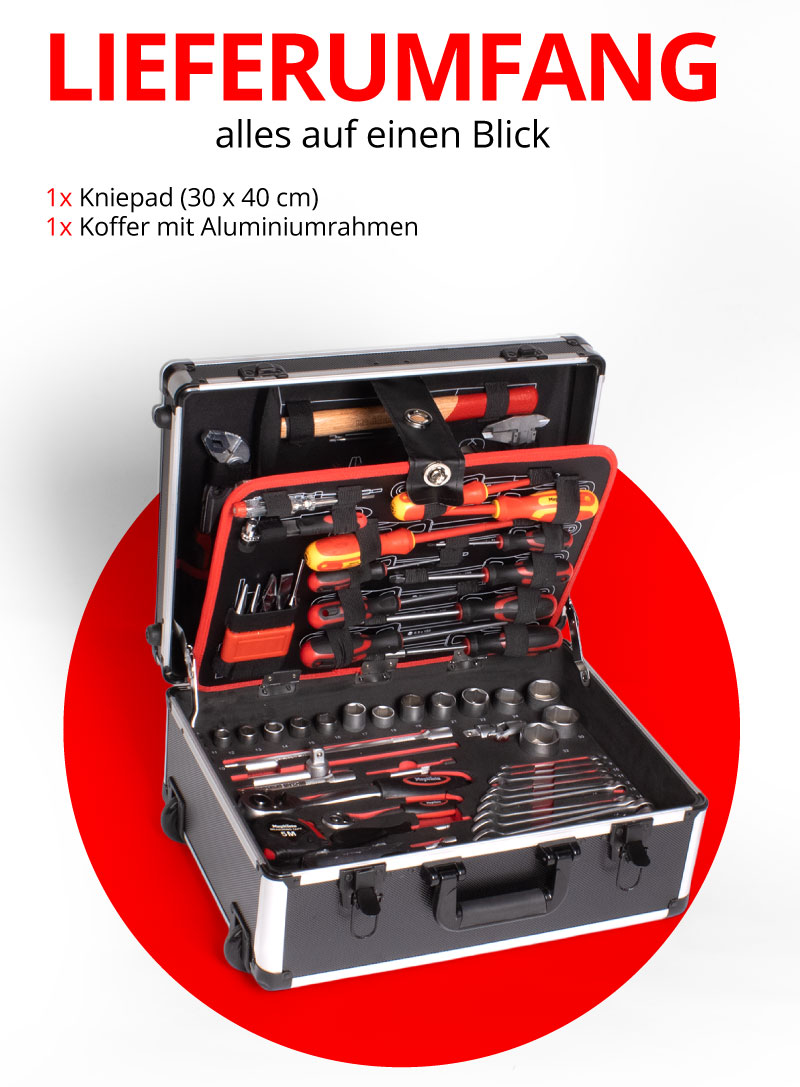 Werkzeugkoffer mit Trolleyfunktion gefüllt mit Werkzeug 299 tlg.