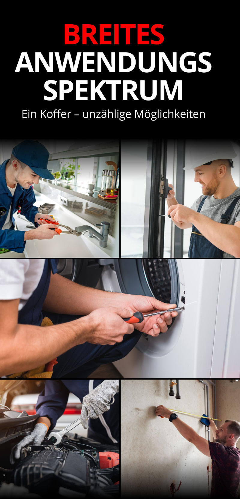 Werkzeugkoffer mit Trolleyfunktion gefüllt mit Werkzeug 299 tlg.
