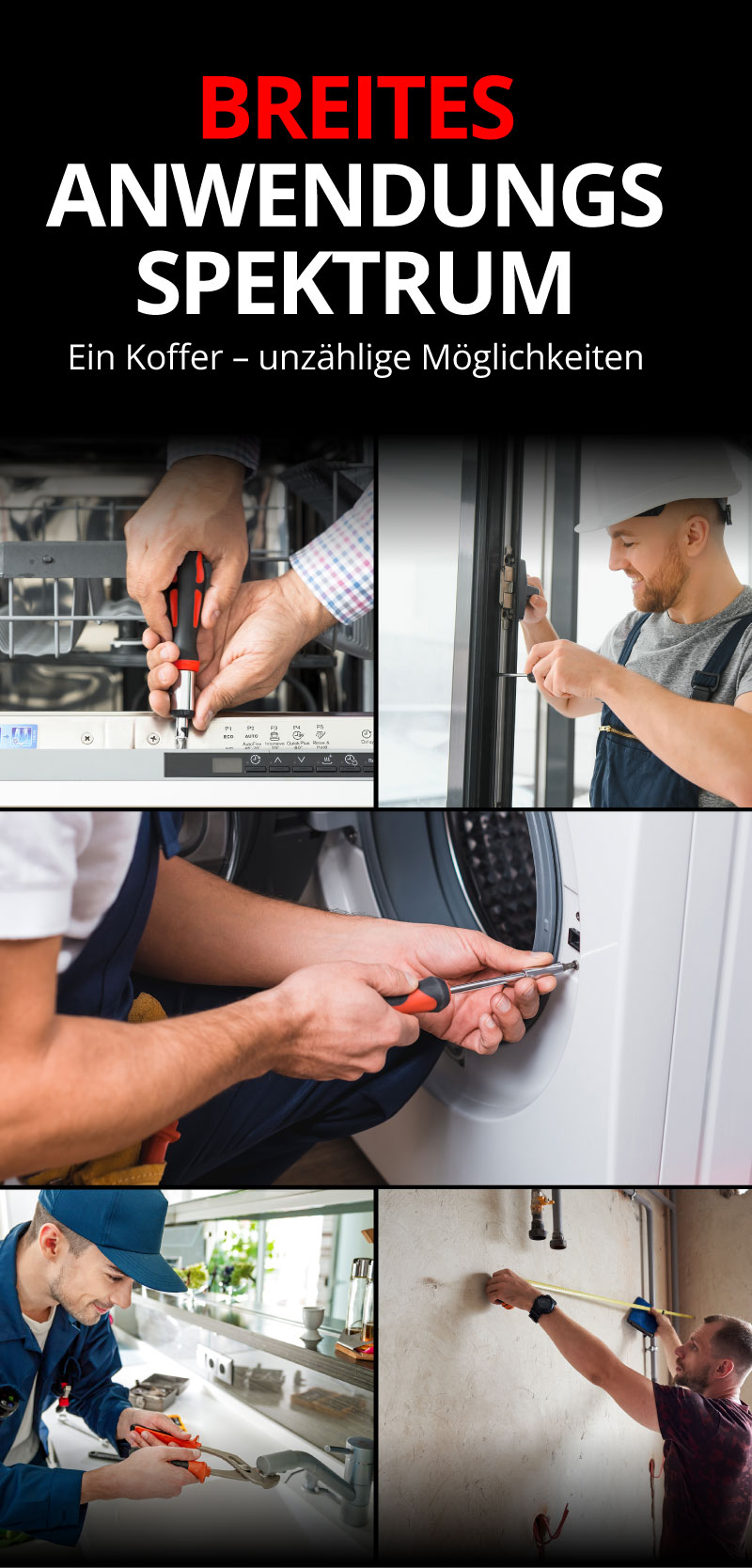 Werkzeugkoffer mit Trolleyfunktion gefüllt mit Werkzeug 299 tlg.